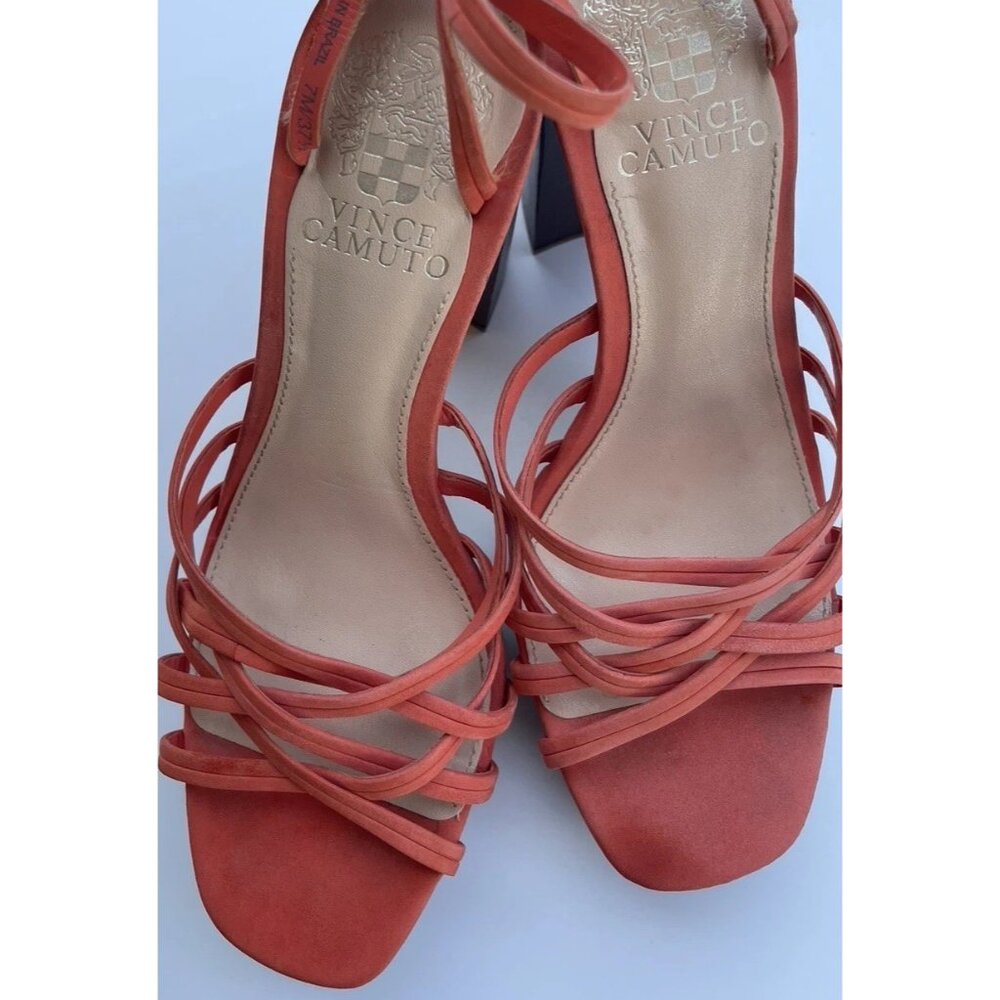 Vince Camuto Women’s Size 7 Multi Ties Strap Woven Platform heels ORANGE